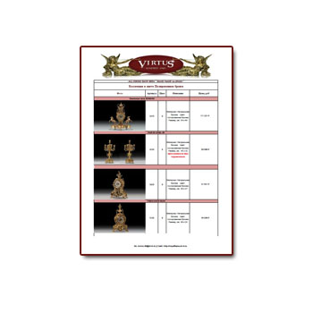 Royal FLAME каталогынан VIRTUS каминдеріне арналған аксессуарлардың Прайс-парағы